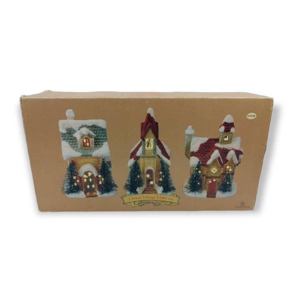 Christmas Traditions 3 Piece Vintage Christmas Village Light Set with Cord - Picture 9 of 10